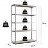 Etagère Charges Lourdes -180x120x40cm Gris Etagère Charges Lourdes -180x120x40cm Gris