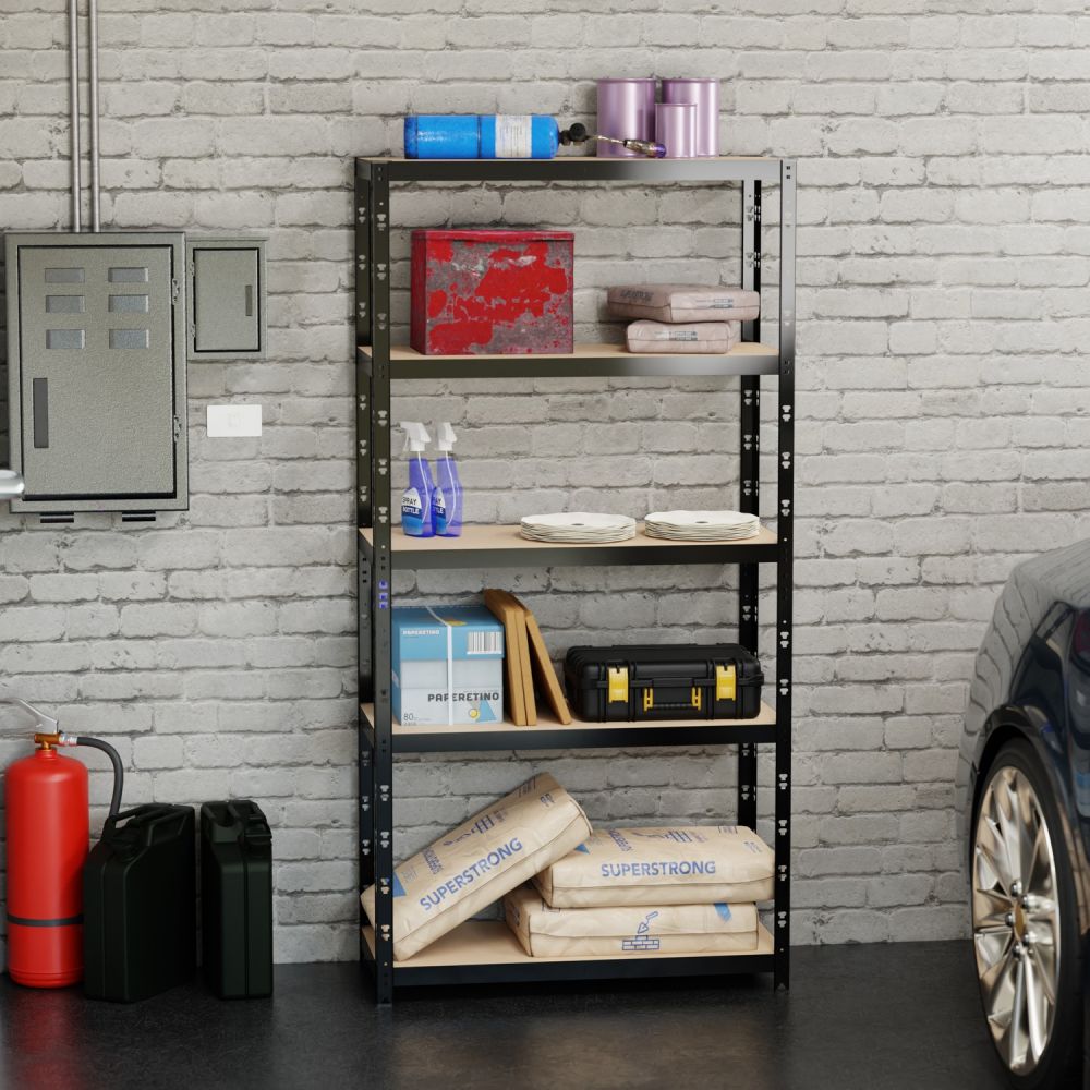 Étagère de rangement polyvalente en métal - Charges Lourdes - 180x90x40cm - Noir
