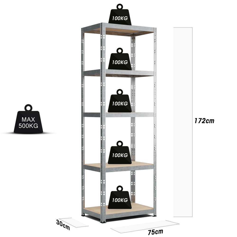 Etagère métal 172x75x30cm – Charges Lourdes - Coloris Gris